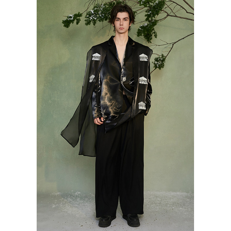 介尺JIECHI「苗疆环佩」新中式高级感国风黑色宽松休闲西服外套,淘宝优惠券,粉丝福利购,淘宝优惠卷