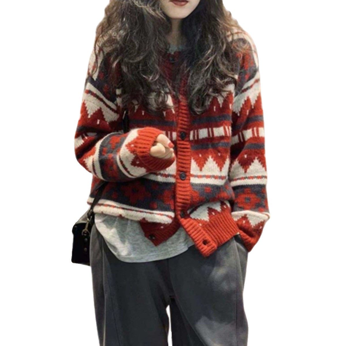 法国Rixo Rane 好物推荐?圣诞红菱格针织开衫女拼色软糯毛衣外套,淘宝优惠券,粉丝福利购,淘宝优惠卷