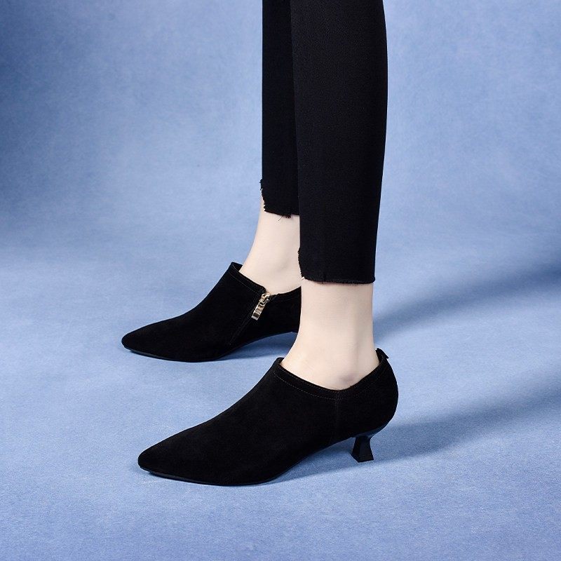 2025春季新款3公分低跟高跟鞋女细跟磨砂皮皮鞋小跟深口单鞋春秋,淘宝优惠券,粉丝福利购,淘宝优惠卷