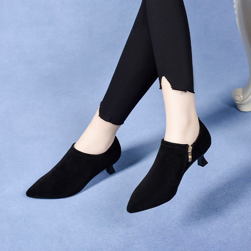 2025春季新款3公分低跟高跟鞋女细跟磨砂皮皮鞋小跟深口单鞋春秋,淘宝优惠券,粉丝福利购,淘宝优惠卷