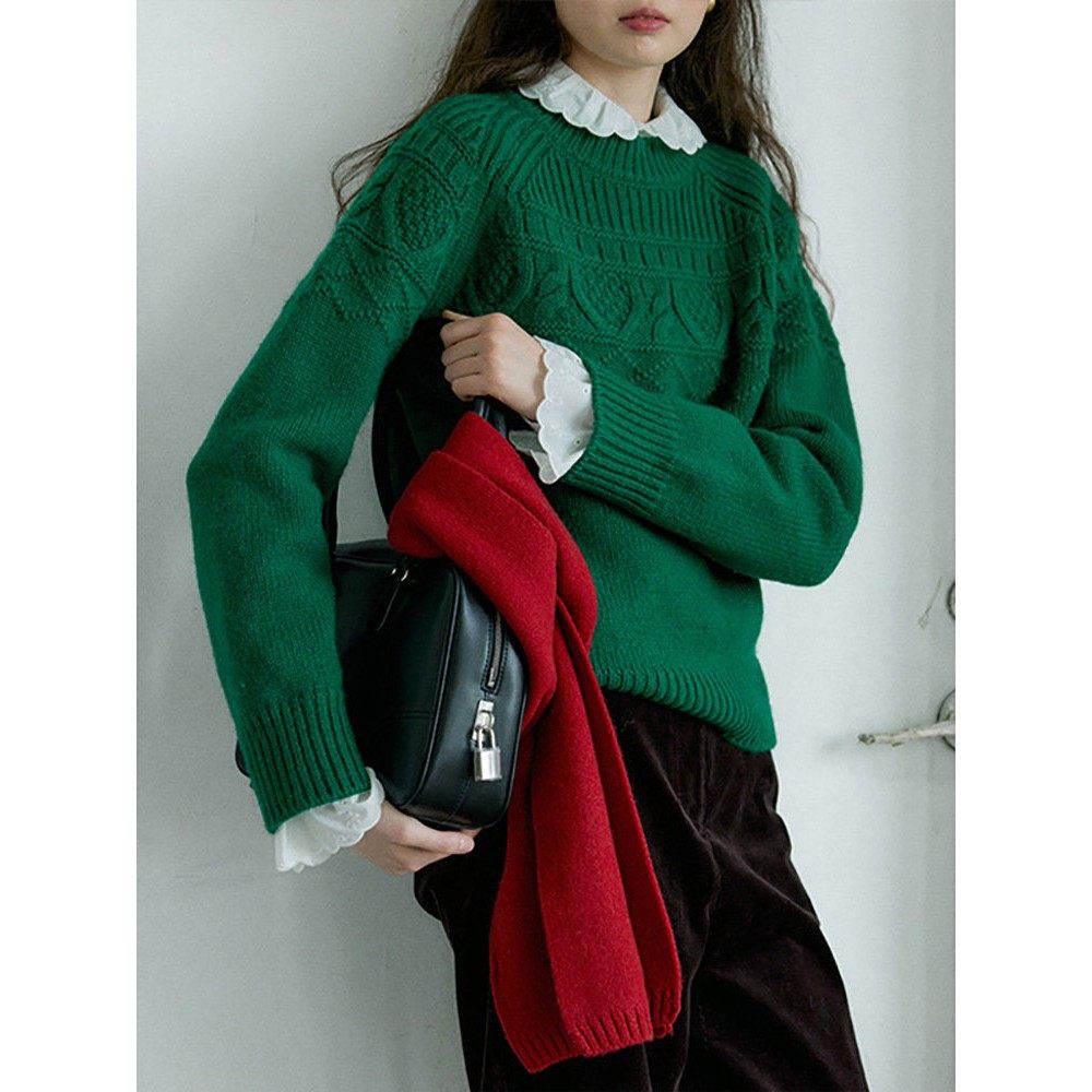 绿色软糯毛衣宽松显瘦秋冬新款女休闲百搭针织衫上衣减龄别致时尚,淘宝优惠券,粉丝福利购,淘宝优惠卷