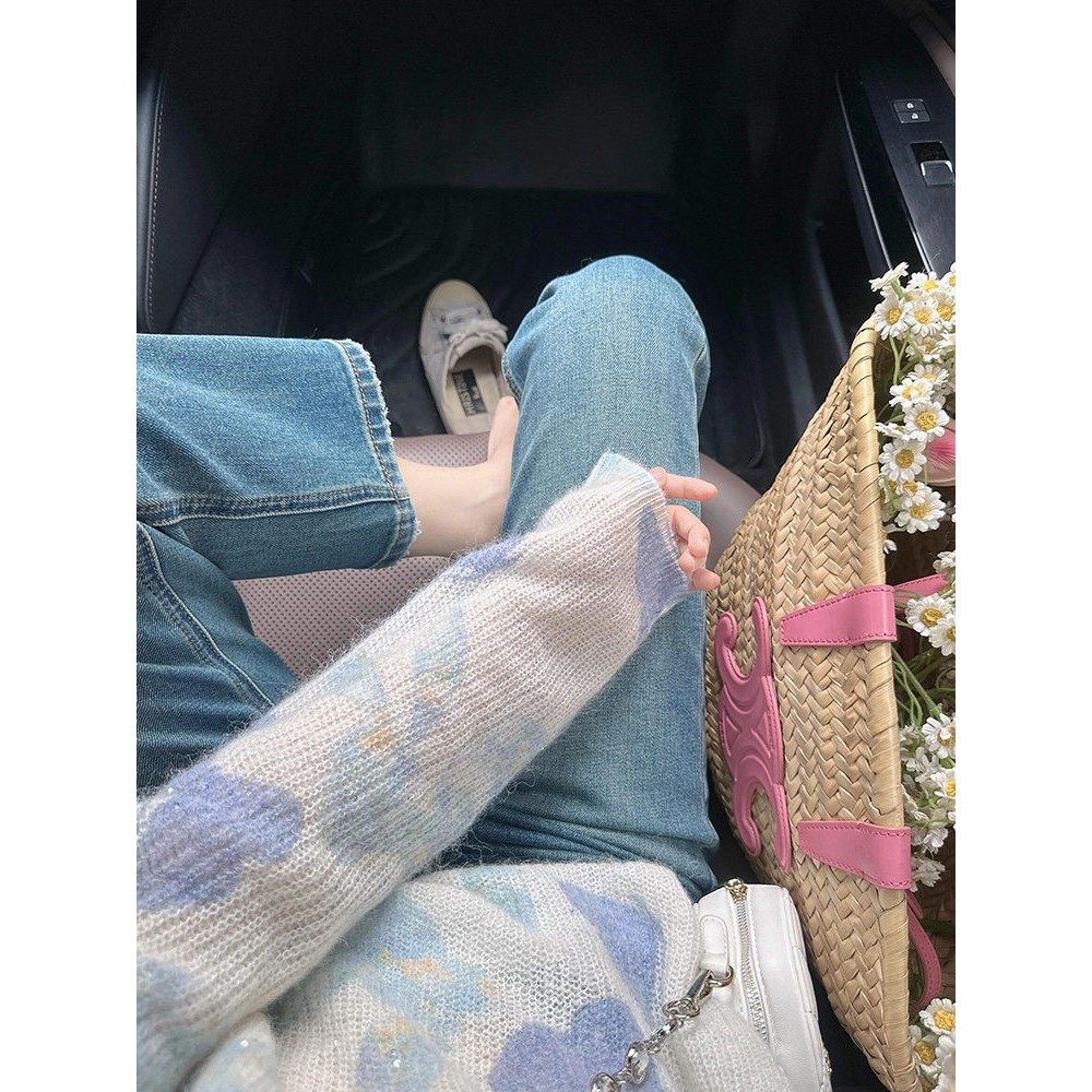 法国Rixo Rane 舒适仙女风⭐法式蓝色扎染慵懒宽松短款针织衫毛衣,淘宝优惠券,粉丝福利购,淘宝优惠卷