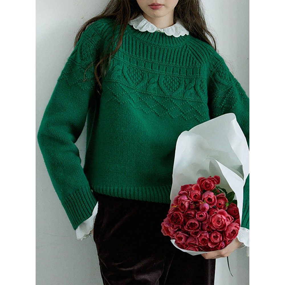 绿色软糯毛衣宽松显瘦秋冬新款女休闲百搭针织衫上衣减龄别致时尚,淘宝优惠券,粉丝福利购,淘宝优惠卷
