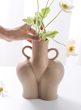 乐梦ins北欧人体花瓶陶瓷摆件家居装饰器皿艺术插花花器鲜花水养