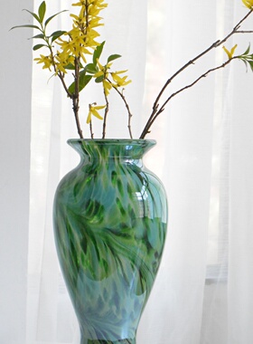 现代轻奢绿野仙踪感琉璃花瓶设计师艺术花器摆件客厅装饰品
