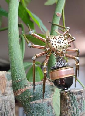 蒸汽朋克DIY昆虫机械蜘蛛全金属喜蛛手工创意工艺品设计摆件礼物
