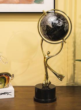 创意轻奢芭蕾舞旋转地球仪工艺品客厅办公室书房高档家居装饰摆件