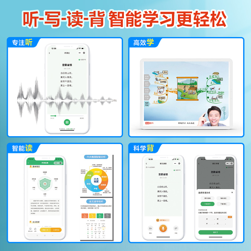 高途思维导图巧学速记小学古诗词1-6年级阅读理解专项训练语文英语小学生必背古诗词75+80人教版教材同步诗词书赠配套视频精讲