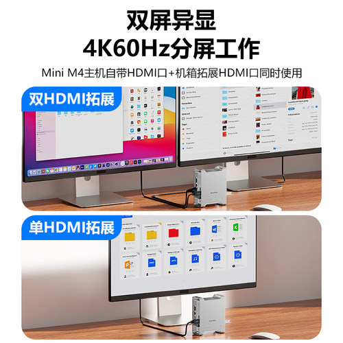 macmini立式支架拓展坞nvme扩容硬盘盒hdmi投屏usb3.2扩展hub机箱 - 图0