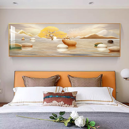 现代简约卧室床头装饰画主卧温馨房间壁画酒店客厅背景墙贴画轻奢 - 图3