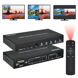 优霆HDMI无缝切换器2进1出不黑屏二画面分屏 PIP画中画分割RS232