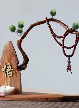 创意手工大自然禅意根雕风化木人物底座摆件家居玄关电视柜装饰品