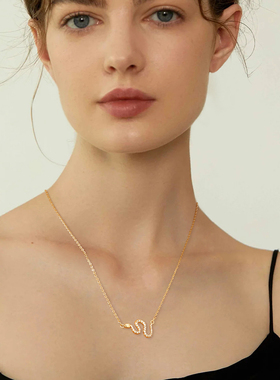 fettero 铜合金项链 【金色横向荔纹蛇项链】气质轻奢时尚百搭精