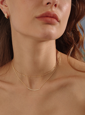 fettero 铜合金项链 原创设计金色麻绳微镶微笑项链【Lin林】