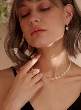 直播专享 fettero 【一排T锆颈链】锁骨链欧美轻奢小众气质时尚女