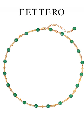 fettero 铜合金项链 【金色3比1批花球双石项链】气质小众法式轻