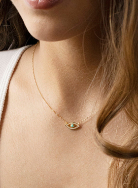 fettero 铜合金项链 【金色恶魔之眼项链】气质百搭小众简约