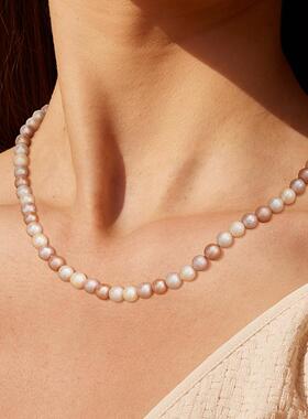 fettero铜合金项链双圈珍珠