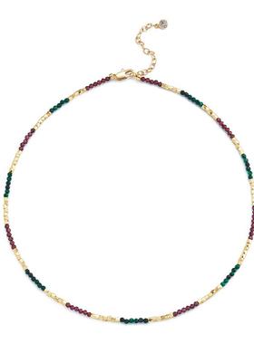 fettero 铜合金项链 【孔雀红石榴正切珠颈链】气质轻奢时尚小众