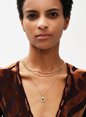 原创设计复古祖母绿宝石项链