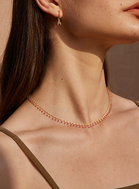 fettero 铜合金项链 【145脚丫项链】红白绿色高定设计轻奢锁骨链