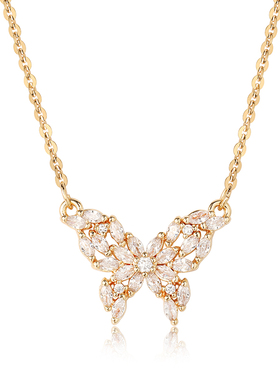 铜合金项链 【金色马眼钻蝴蝶项链】