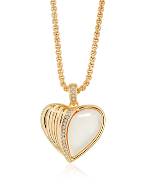 fettero 铜合金项链 【金色白贝分瓣爱心项链】白色轻奢气质镶嵌