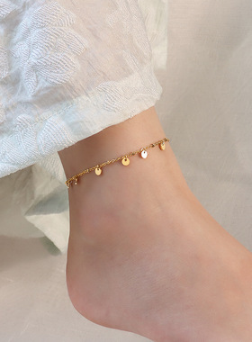 欧美ins饰品legchain圆片流苏脚