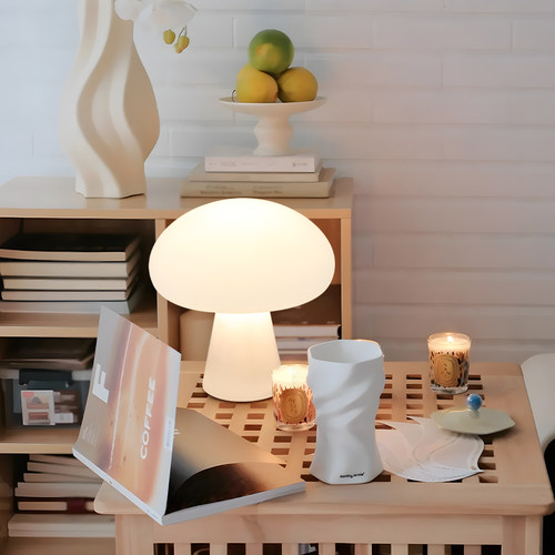 蘑菇床头灯充电ins奶油风客厅卧室夜灯装饰氛围灯2024新款台灯 - 图0