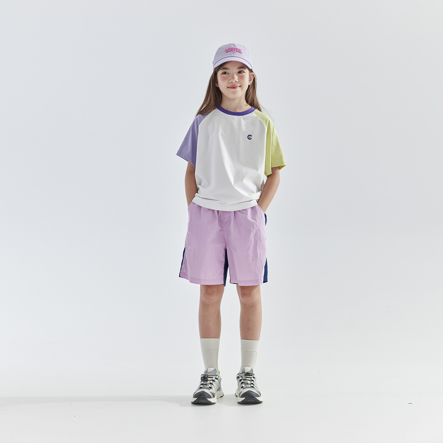 cicochild26年夏季新款女童拼色休闲短裤