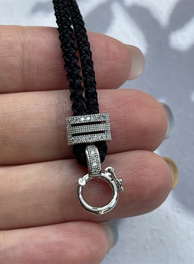 925银扣头高档翡翠项链吊坠可调节配绳珠宝首饰挂绳编织高货绳