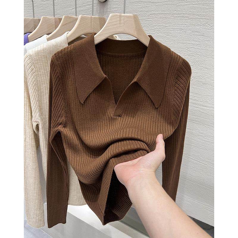 紫色翻领针织衫女2025年秋冬季新款修身厚绒内搭打底毛衣洋气上衣,淘宝优惠券,粉丝福利购,淘宝优惠卷