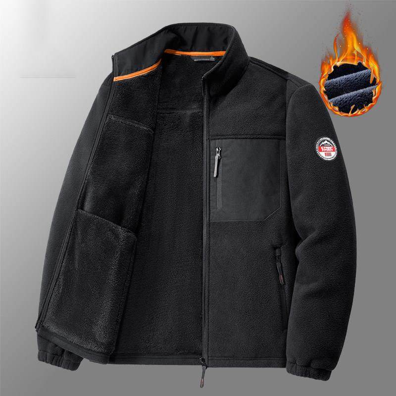 立领抓绒衣男秋冬季加厚保暖宽松大码夹克中年爸爸装摇粒绒外套潮,淘宝优惠券,粉丝福利购,淘宝优惠卷