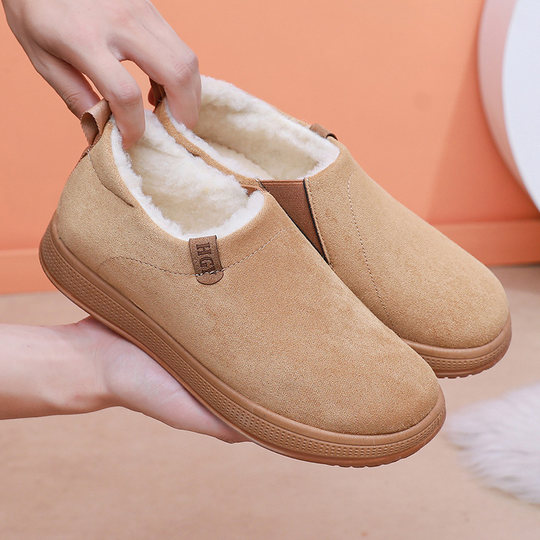 2025冬季老北京棉鞋男保暖防滑爸爸鞋加绒加厚中老年一脚蹬雪地靴