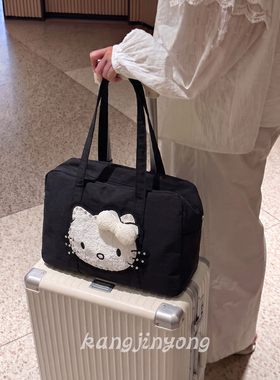 韩系卡通猫咪大容量旅行包女轻便