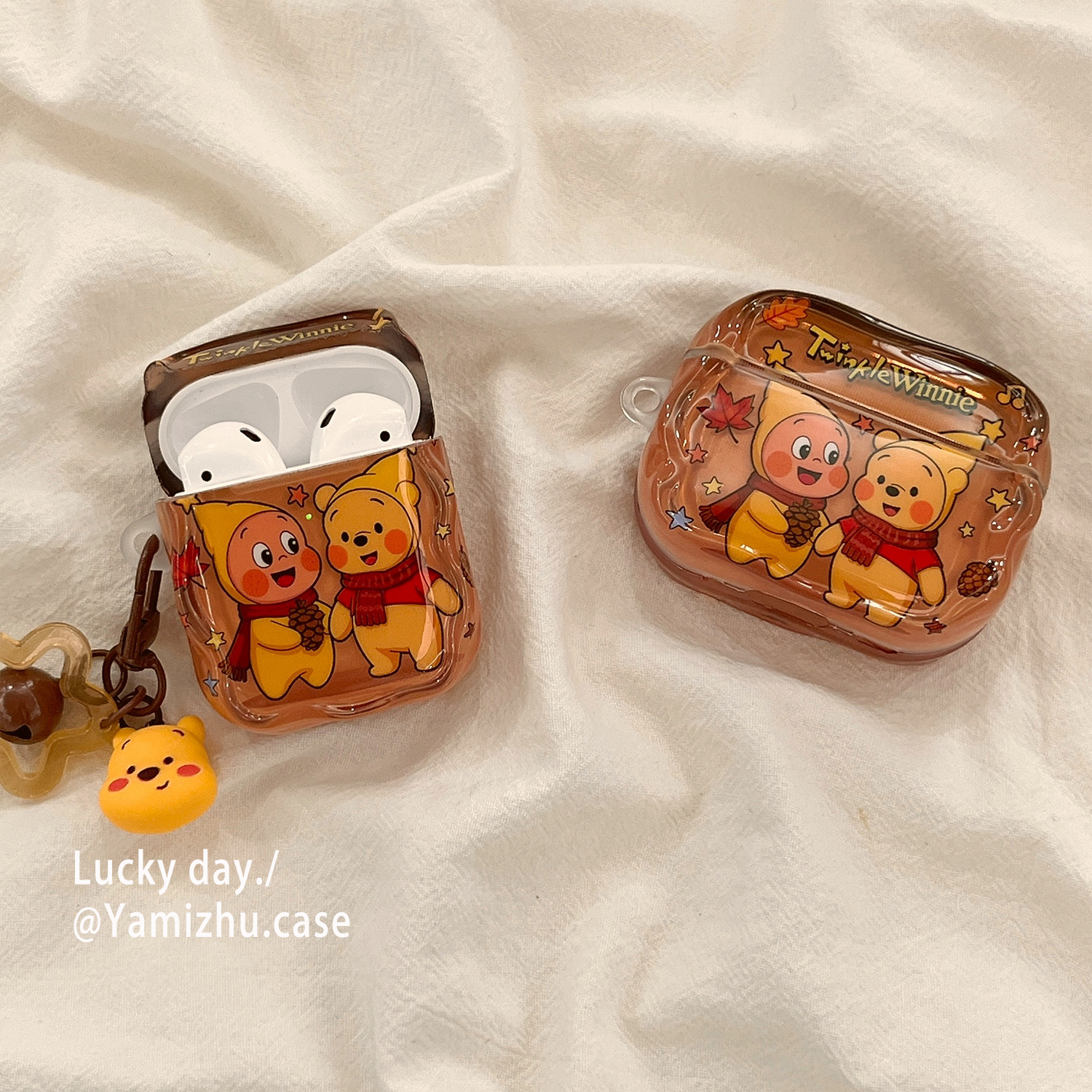 可爱星星人维尼熊适用airpods三代蓝牙无线苹果耳机壳1/2代保护套airpodspro二代新款airpods4防摔pro3全包 - 图2