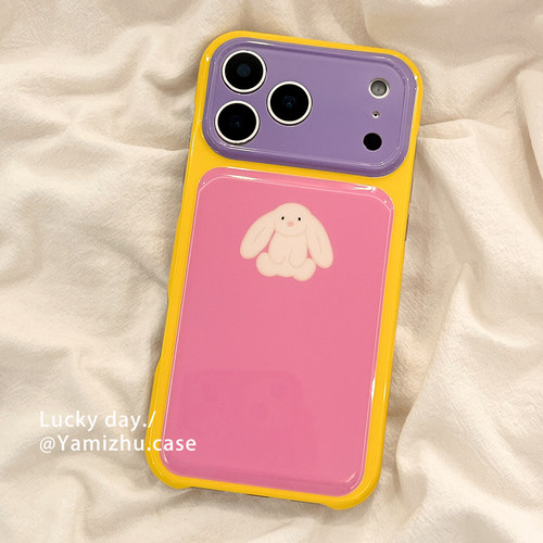 韩系撞色气垫可爱卡通适用苹果17PRO手机壳情侣iPhone16ProMax新款15pro女款小众13全包14防摔简约硅胶软壳套 - 图0