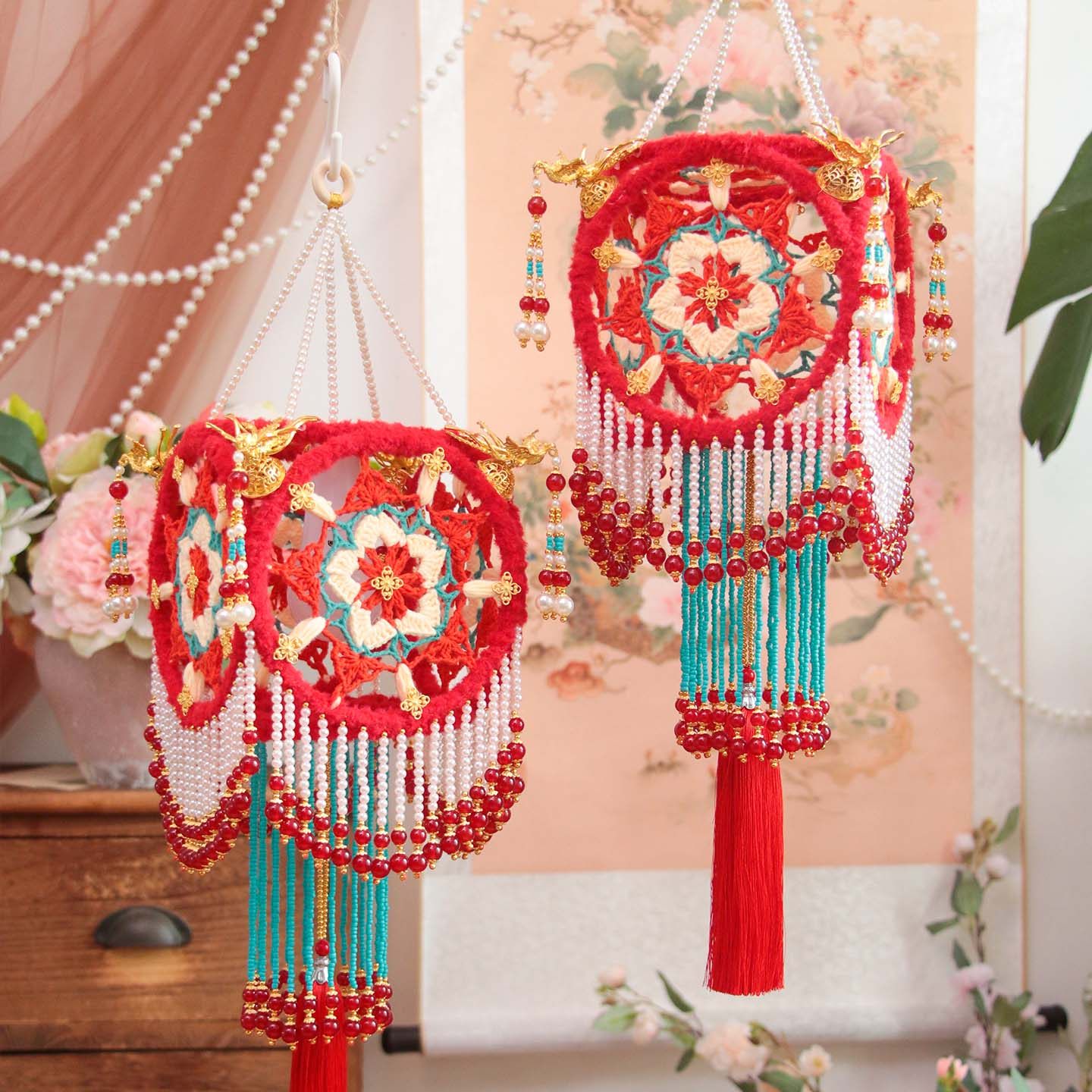 喜物语钩针灯笼手工diy材料包新年编织马年手提宫灯装饰春节挂饰,淘宝优惠券,粉丝福利购,淘宝优惠卷