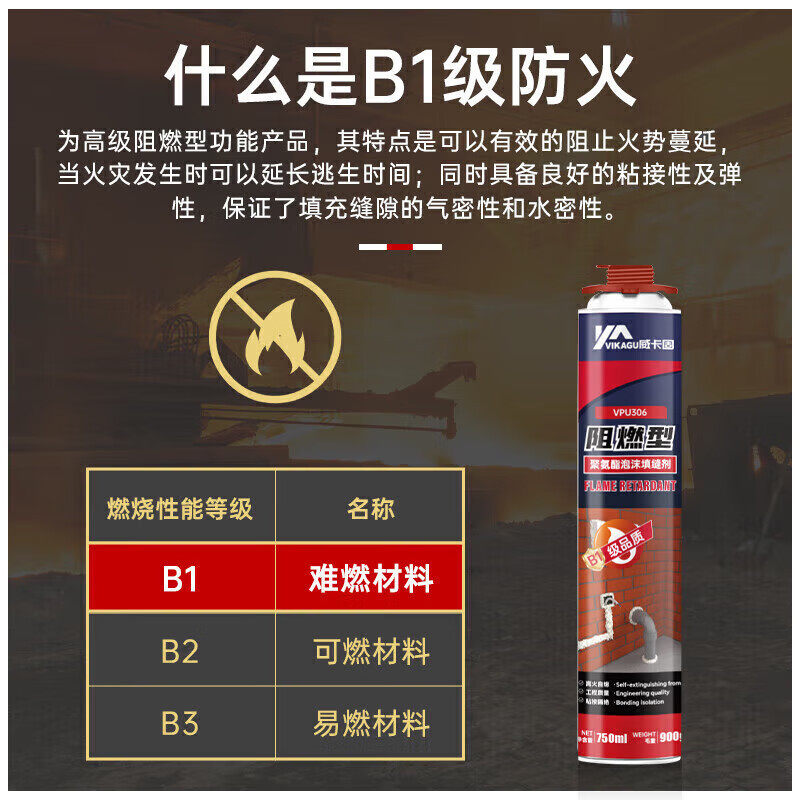 威卡固VPU306防火阻燃型聚氨酯泡沫填缝剂发泡胶填缝剂阻燃密封胶,淘宝优惠券,粉丝福利购,淘宝优惠卷