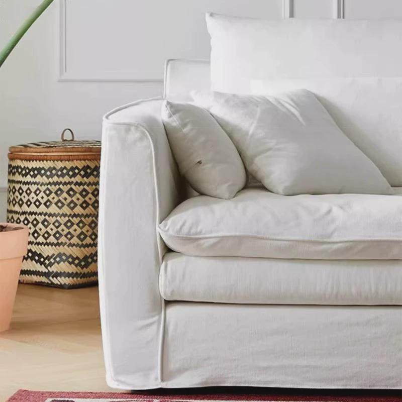 侘寂风亚麻布艺沙发现代可全拆洗法式奶油风超宽坐深羽绒怀抱沙发,淘宝优惠券,粉丝福利购,淘宝优惠卷