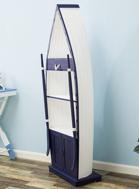 大船型储物地中海床头柜帆船柜子做旧海洋书柜一米四立柜柜子