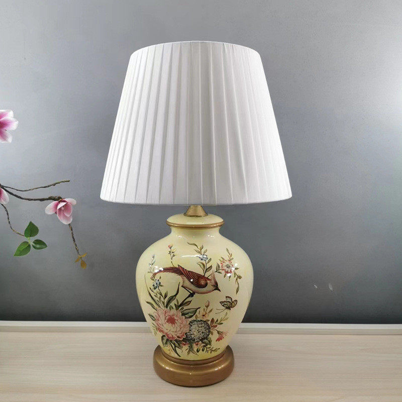 美式花鸟陶瓷台灯酒店样板房卧室床头灯设计师创意客厅装饰灯具,淘宝优惠券,粉丝福利购,淘宝优惠卷