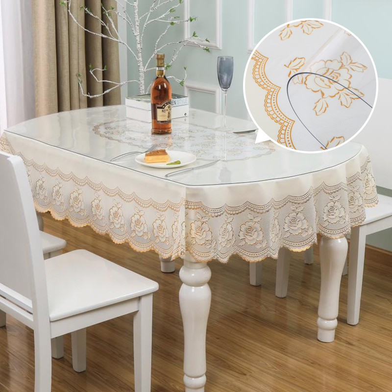 nn0ipvc桌布透明防烫套装防水防油软玻璃折叠椭圆形免洗台布 - 图1