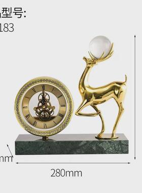 北欧创意轻奢大理石时钟座钟摆件静音创意家居客厅书房床头柜酒店