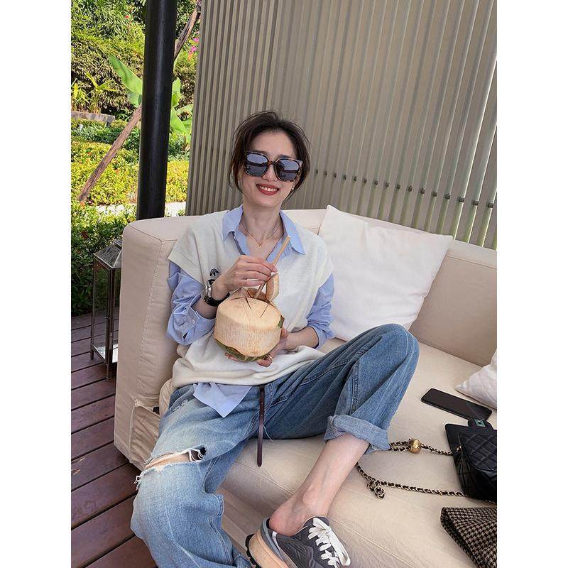 夏季梨形身材破洞女宽松老爹裤显瘦大码胖mm阔腿直筒裤,淘宝优惠券,粉丝福利购,淘宝优惠卷