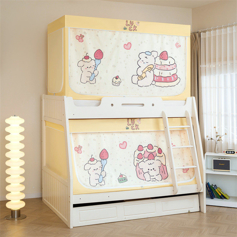 卡通拉链床帘上下铺子母床蚊帐三开门学生宿舍单人蚊帐印花方帐,淘宝优惠券,粉丝福利购,淘宝优惠卷