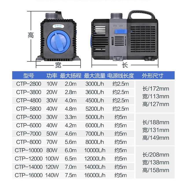 Sensen Fish Pool frequency submersible pump aquarium bottom circulation filter pump amphibious two rockery fish tank mute pump