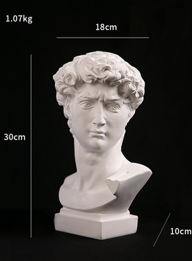 ins欧式美术雕塑大卫头像底座树脂仿石膏雕像摆件风格用品素描用
