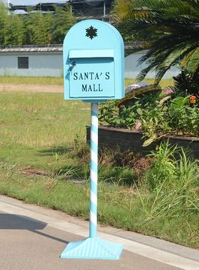 复古英伦风铁艺信箱邮筒模型摆件餐厅酒吧商场网红影楼装饰道具