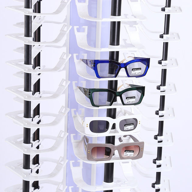 Glasses display stand solid wood paint floor rotating sunglasses glasses rack props display cabinet with lights sunglasses shelf